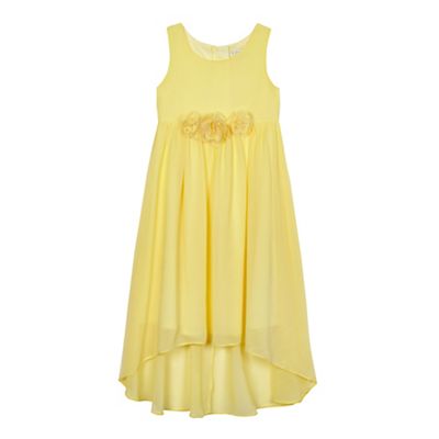 Girls' yellow floral applique dress